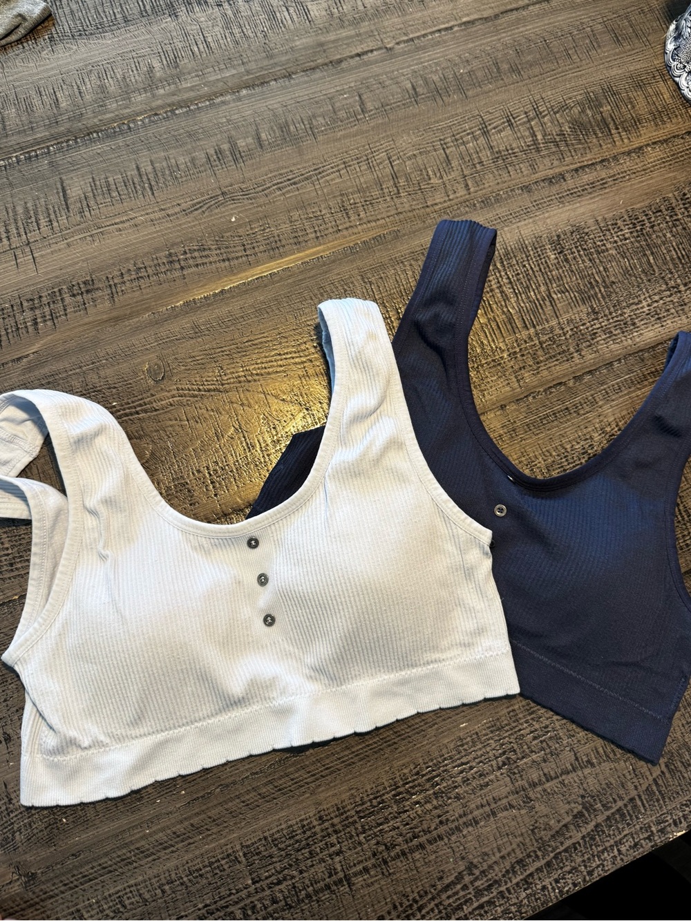 Lucky Brand Ribbed Sports Bra Tanks in Light Baby Blue and Navy in XL
